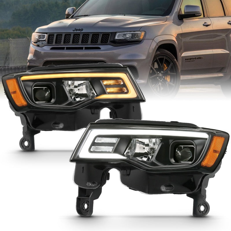 ANZO 2017-2018 Jeep Grand Cherokee Projector Headlights w/ Plank Style - 111418-C-Dub Tech