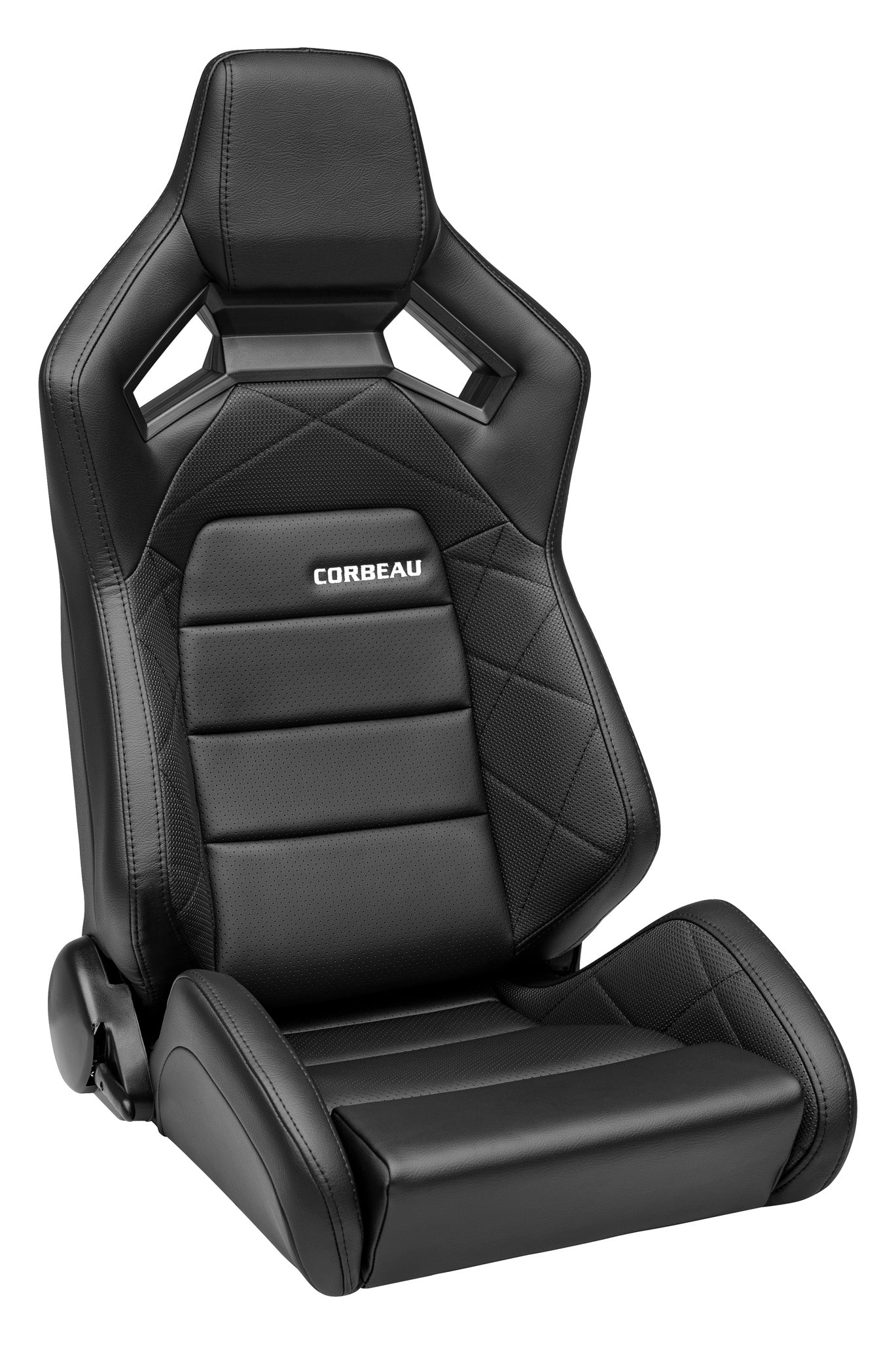 Corbeau Sportline RRX Reclining Seat Pair (Driver & Passenger) - Black Vinyl/Black HD Vinyl 55010PR