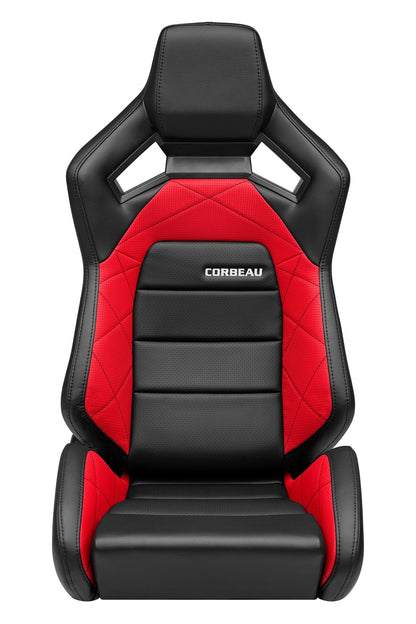 Corbeau Sportline RRX Reclining Seat Pair (Driver & Passenger) - Black Vinyl/Red HD Vinyl 55070PR
