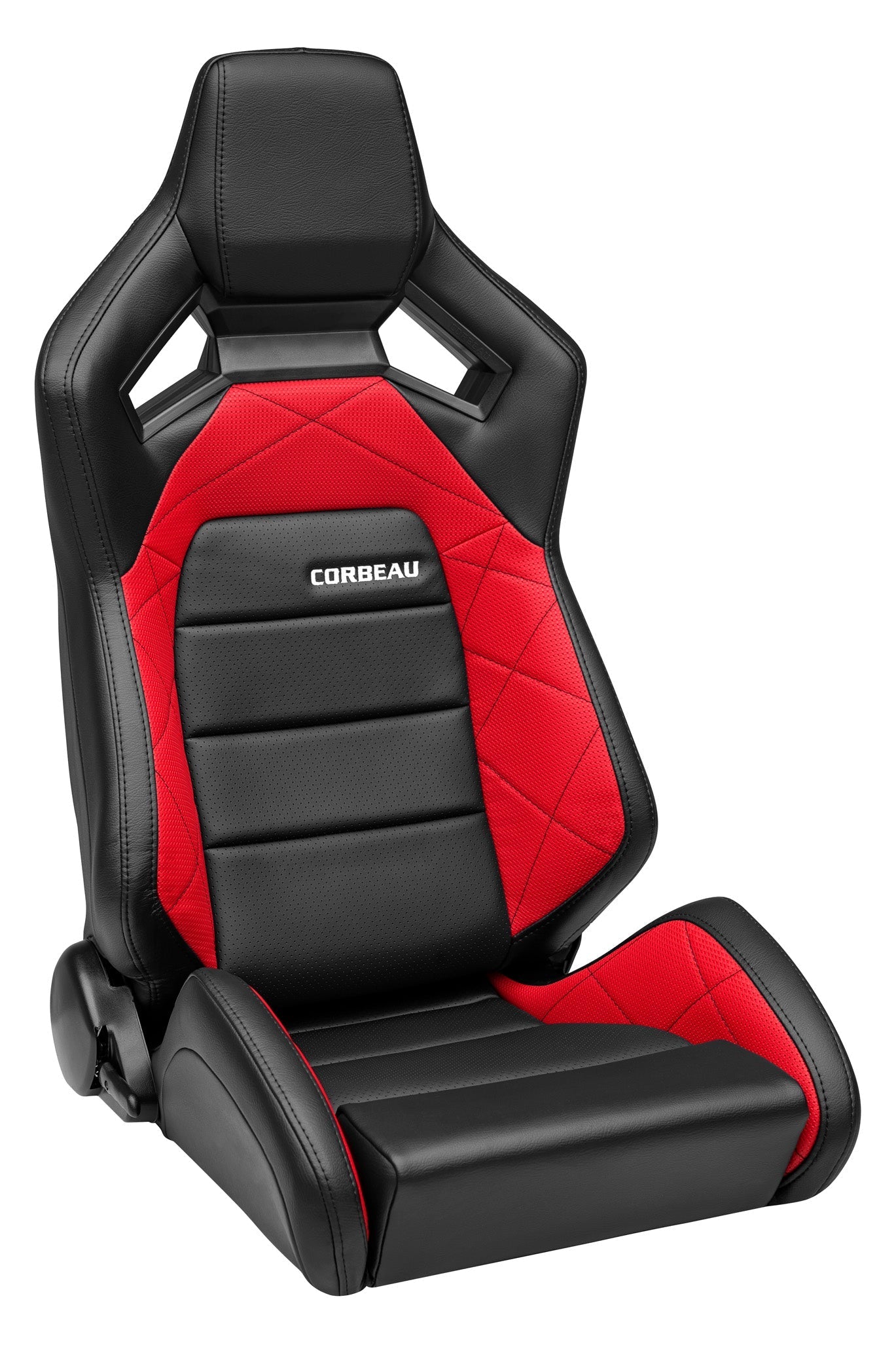 Corbeau Sportline RRX Reclining Seat Pair (Driver & Passenger) - Black Vinyl/Red HD Vinyl 55070PR