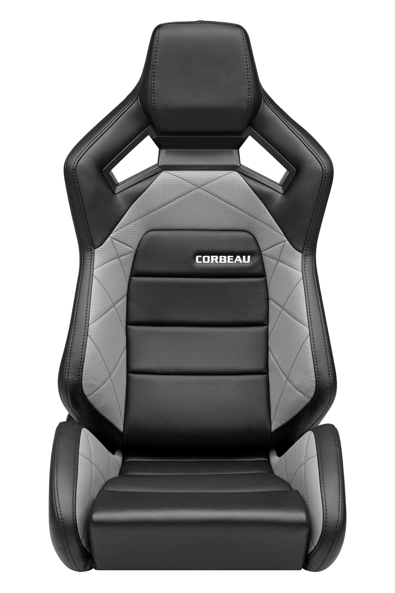 Corbeau Sportline RRX Reclining Seat Pair (Driver & Passenger) - Black Vinyl/Grey HD Vinyl 55090PR