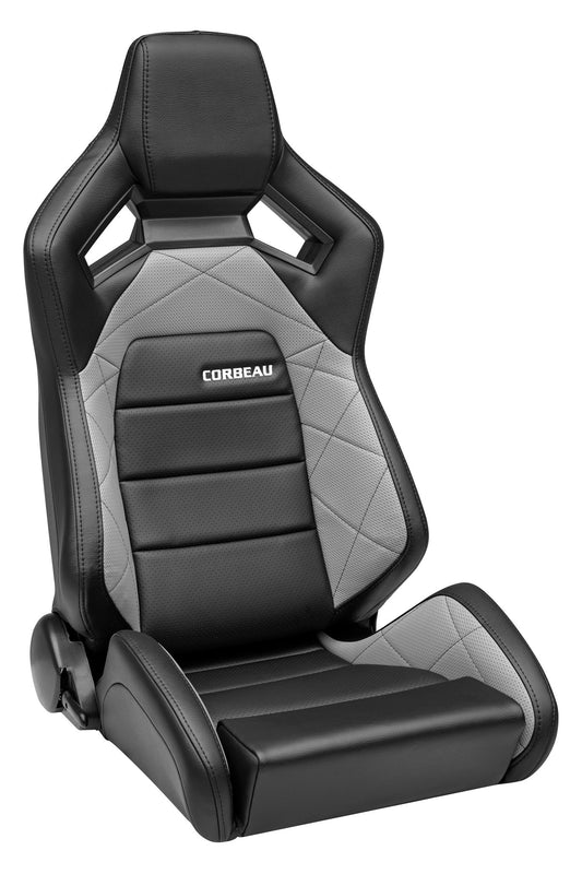 Corbeau Sportline RRX Reclining Seat Pair (Driver & Passenger) - Black Vinyl/Grey HD Vinyl 55090PR