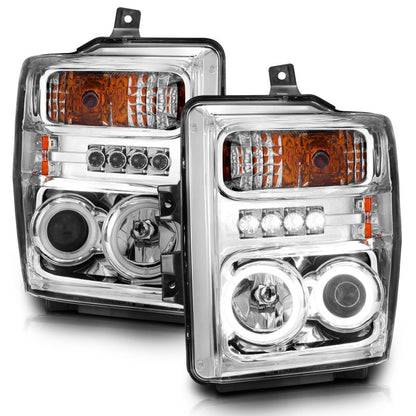 ANZO 2008-2010 Ford F-250 Projector Headlights w/ Halo Chrome (CCFL) - 111167-C-Dub Tech