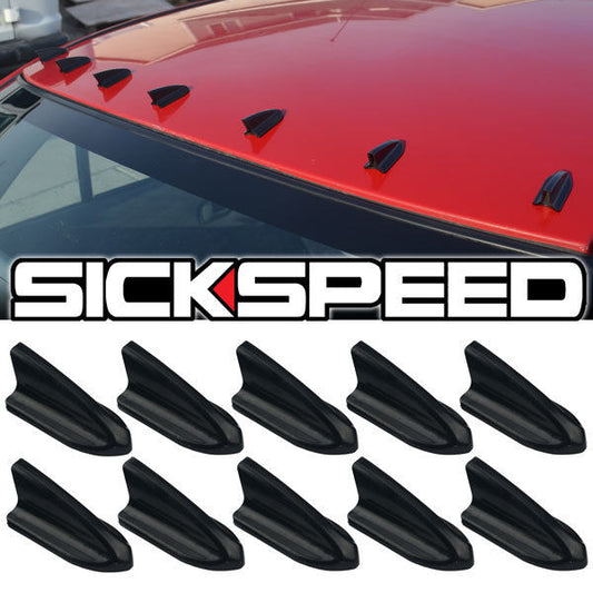 10 PC AIR VORTEX GENERATOR/DIFFUSER FIN SET/KIT FOR SPOILER ROOF WING TRUNK