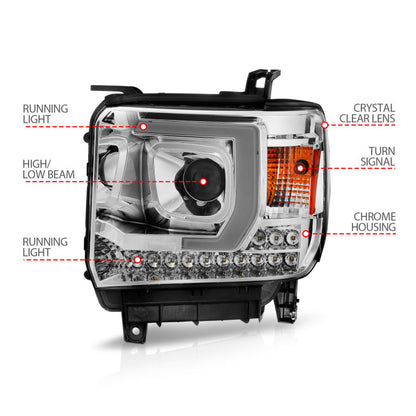 ANZO 14-15 GMC Sierra 1500/2500HD/3500HD Plank Style Projector Headlight - - 111553-C-Dub Tech