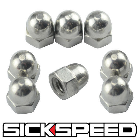 8 PC STAINLESS STEEL VALVE COVER ACORN STYLE CAPS/NUTS SET/KIT