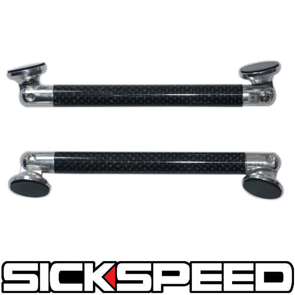 NO DRILL POLISHED REAL CARBON FIBER SPLITTER STRUT BRACE SET FOR BUMPER LIP