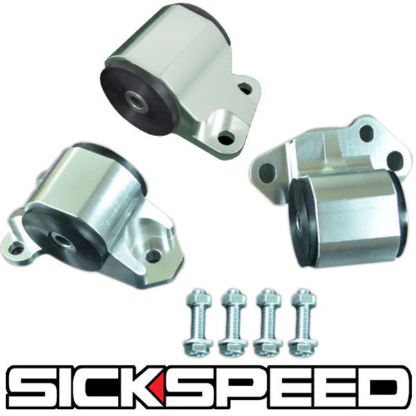 SICKSPEED 92-95 MOTOR MOUNTS KIT D16 B16 B18 EG B-SERIES ENGINE POLISHED 2 HOLE