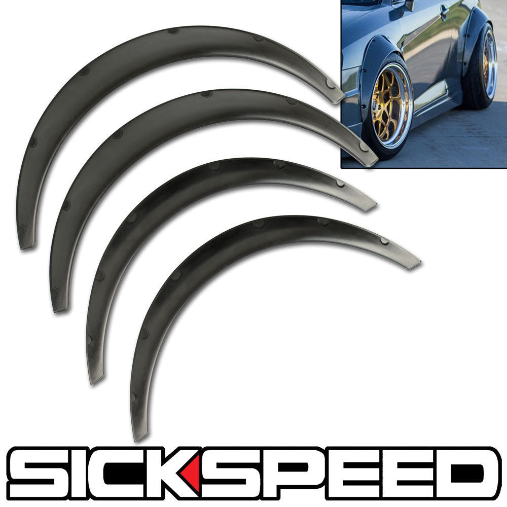 4 PC BLACK UNIVERSAL ABS BOLT ON FENDER FLARE WIDE ARCHES STANCE BODY KIT LIP-C-Dub Tech