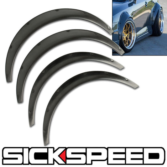 4 PC BLACK UNIVERSAL ABS BOLT ON FENDER FLARE WIDE ARCHES STANCE BODY KIT LIP-C-Dub Tech
