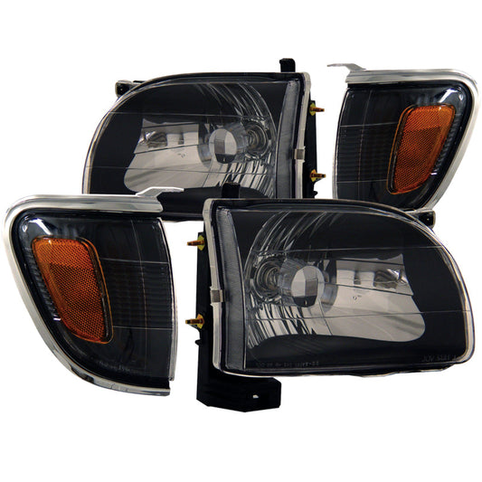 ANZO 2001-2004 Toyota Tacoma Crystal Headlights Black - 121190