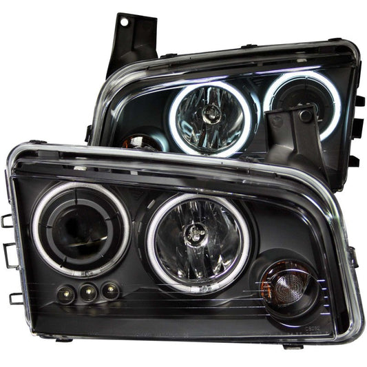 ANZO 2006-2010 Dodge Charger Projector Headlights w/ Halo Chrome (CCFL) - 121218-C-Dub Tech