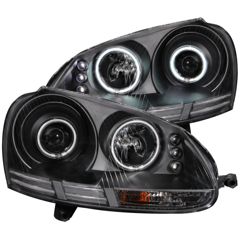 ANZO 2006-2009 Volkswagen Rabbit Projector Headlights w/ Halo Black (CCFL) - 121345-C-Dub Tech