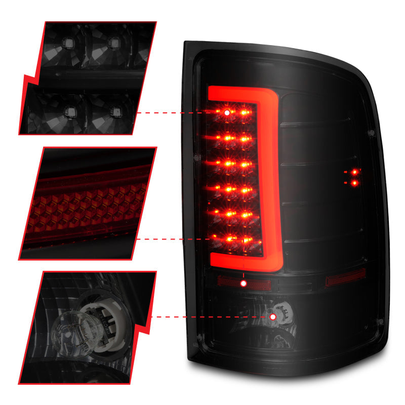 ANZO 2007-2013 GMC Sierra LED Tail Lights w/ Light Bar - 311389