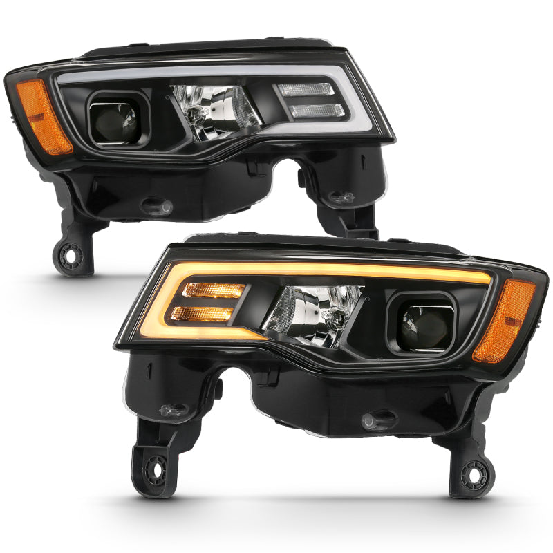 ANZO 2017-2018 Jeep Grand Cherokee Projector Headlights w/ Plank Style - 111418