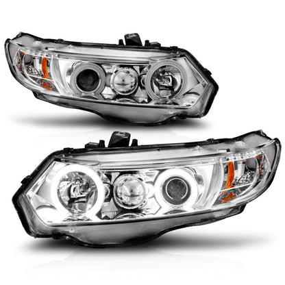 ANZO 2006-2011 Honda Civic Projector Headlights w/ Halo Chrome (CCFL) - 121061