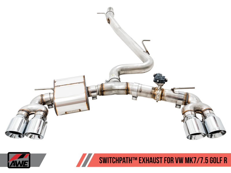 AWE Tuning Mk7 Golf R SwitchPath Exhaust w/Chrome Silver Tips - 3025-42064-C-Dub Tech