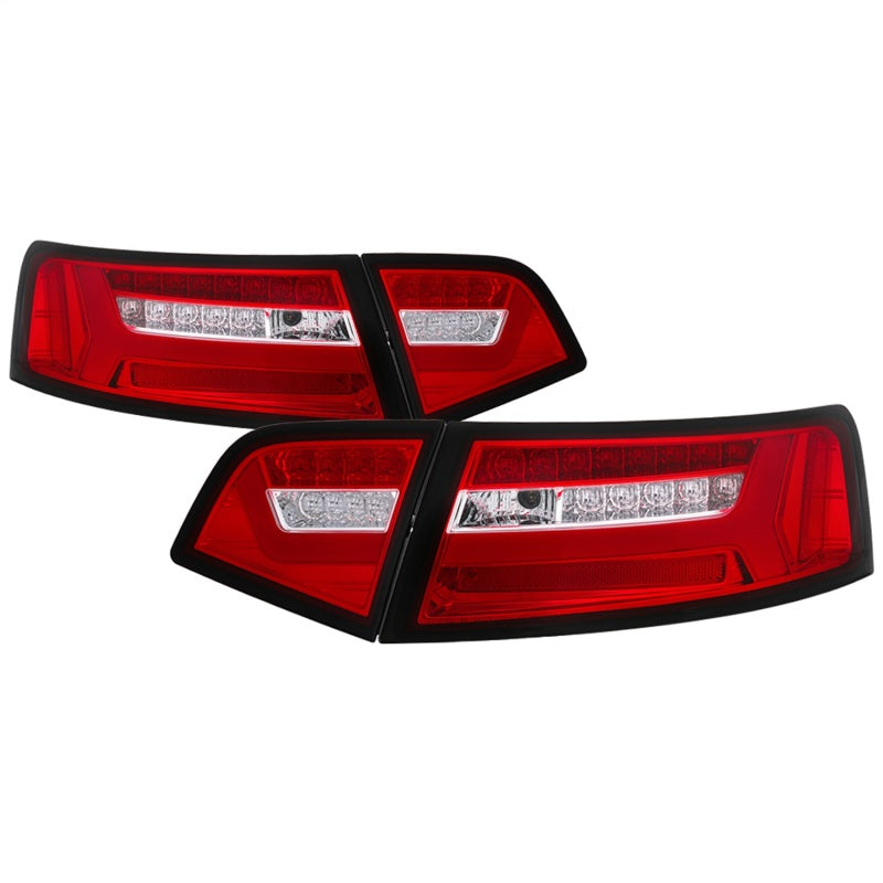Spyder 09-12 Audi A6 LED Tail Lights - Red Clear - 5085191