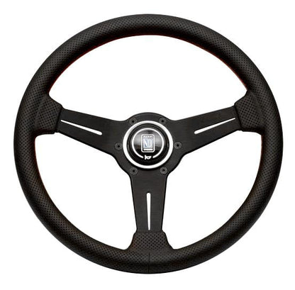Nardi Classic - 360mm (Black Perforated Leather / Red Stitch)