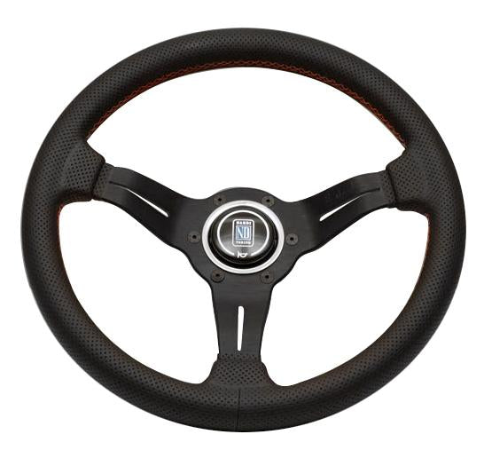 Nardi Deep Corn Sport Rally - 330mm (Black Perforated Leather / Red Stitch)