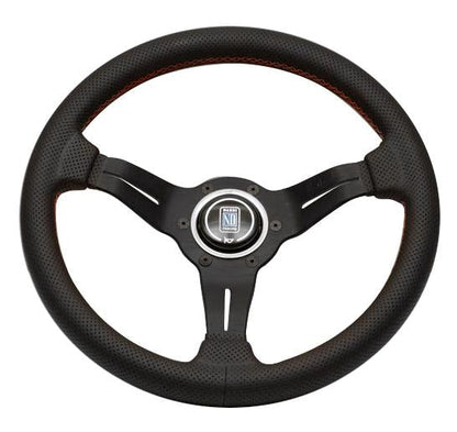 Nardi Deep Corn Sport Rally - 330mm (Black Perforated Leather / Red Stitch)