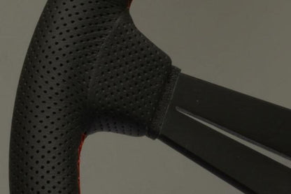 Nardi Deep Corn Sport Rally - 350mm (Black Perforated Leather / Red Stitch)