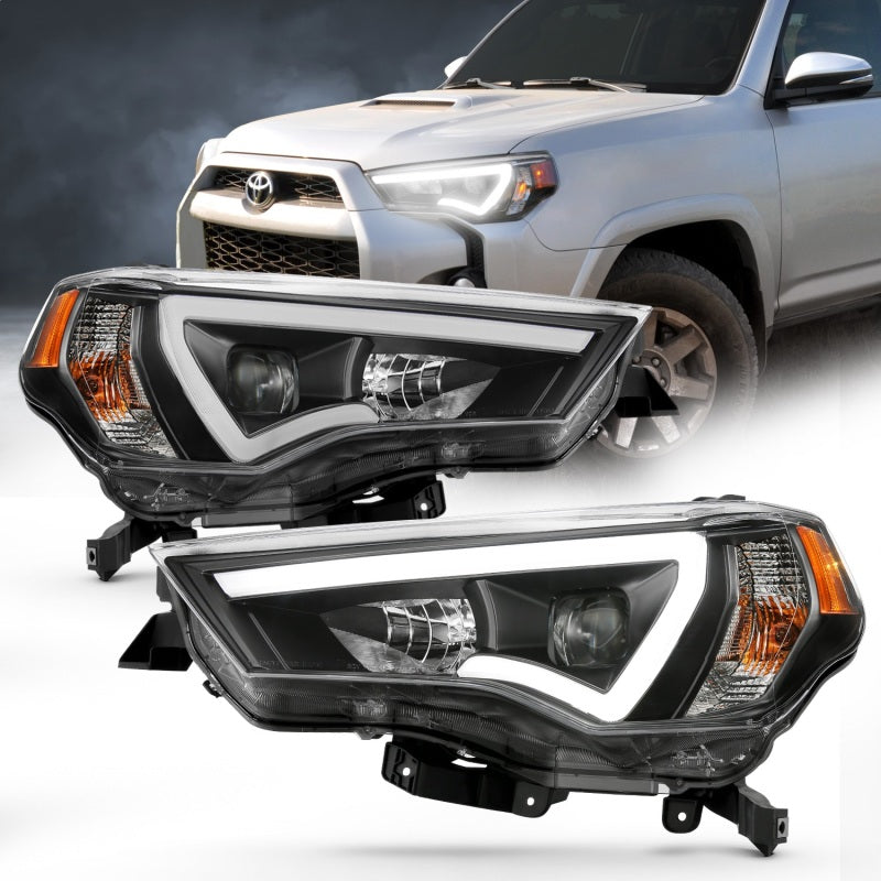 ANZO 14-18 Toyota 4 Runner Plank Style Projector Headlights Black - 111416-C-Dub Tech