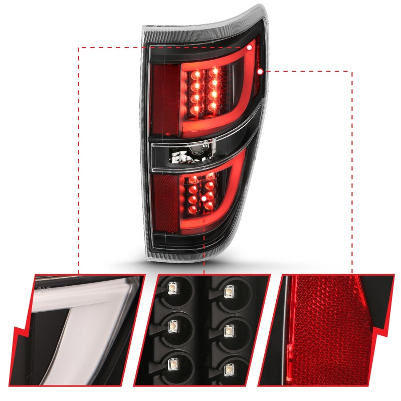 ANZO 2009-2013 Ford F-150 LED Taillights Black - 311257-C-Dub Tech