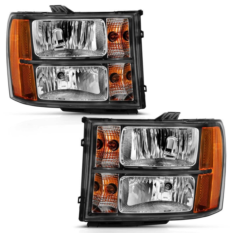 ANZO 2007-2013 Gmc Sierra 1500 Crystal Headlight  Black Amber - 111430