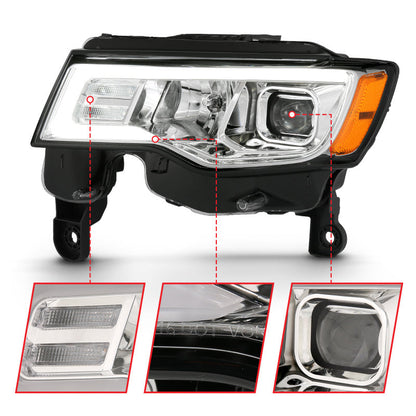 ANZO 2017-2018 Jeep Grand Cherokee Projector Headlights w/ Plank Style - 111419-C-Dub Tech