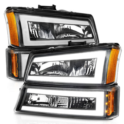 ANZO 2003-2006 Chevrolet Silverado 1500 Crystal Headlights w/ Light Bar - 111501-C-Dub Tech