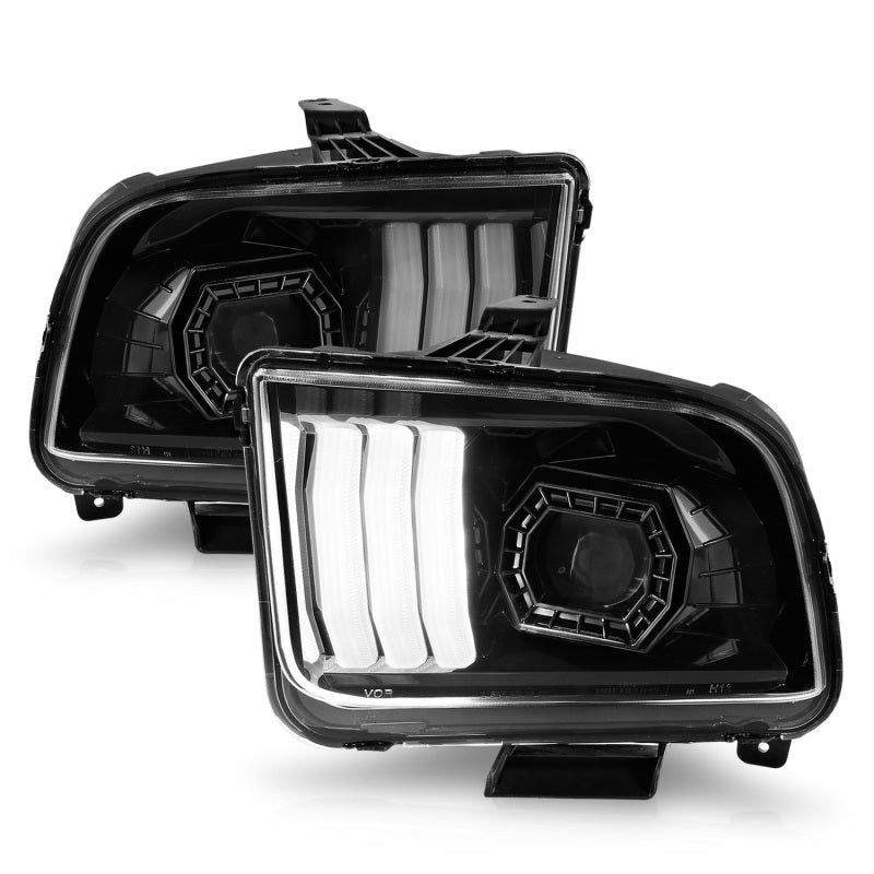 ANZO 05-09 Ford Mustang (w/Factory Halogen HL Only) Projector Headlights - 121566-C-Dub Tech