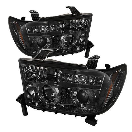 Spyder Toyota Tundra 07-13 Projector Headlights LED Halo LED Smke - 5012043