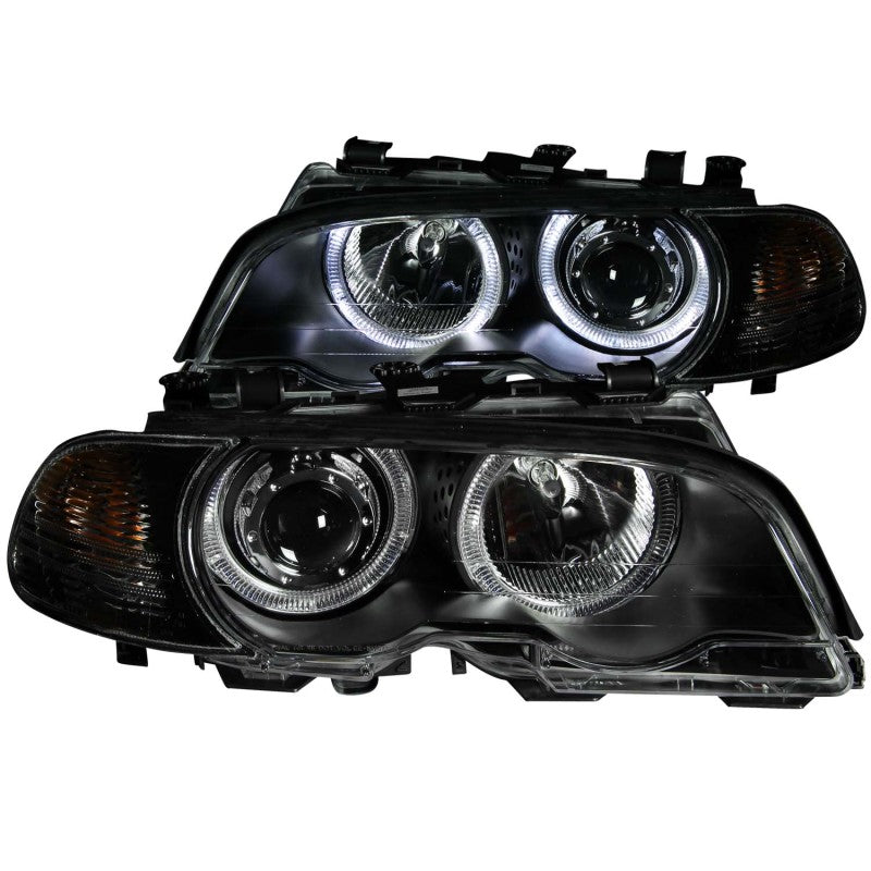 ANZO 2000-2003 BMW 3 Series E46 Projector Headlights w/ Halo - 121269