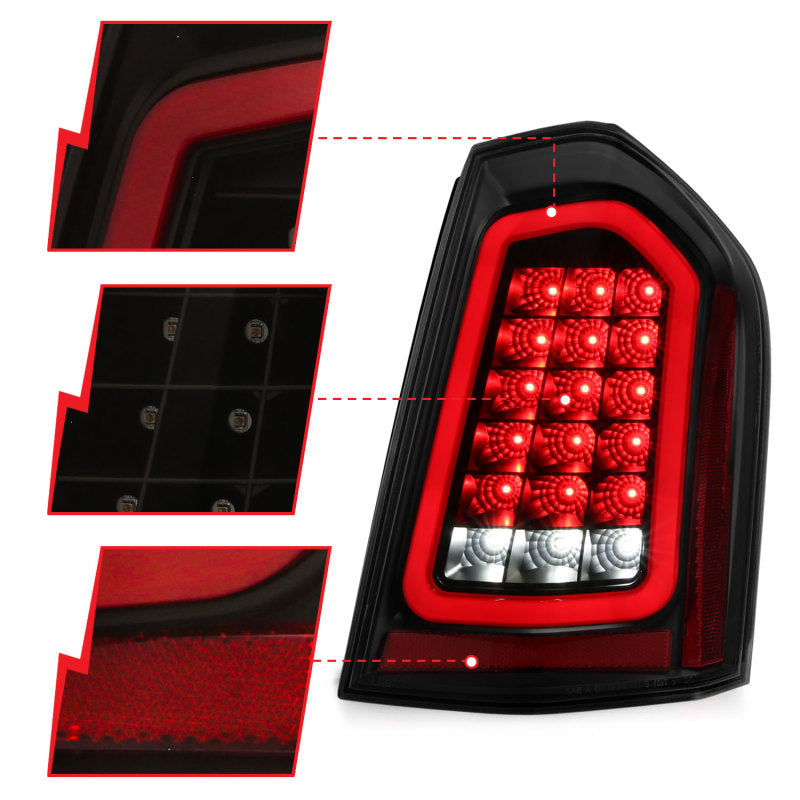 ANZO 11-14 Chrysler 300 LED Taillights Black w/ Sequential - 321343-C-Dub Tech