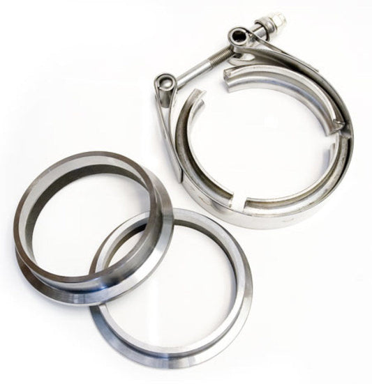 ATP 3.5in Stainless Steel V-Band Flange/Clamp Set (4.25in OD Flanges/Grooved - ATP-FLS-357-C-Dub Tech