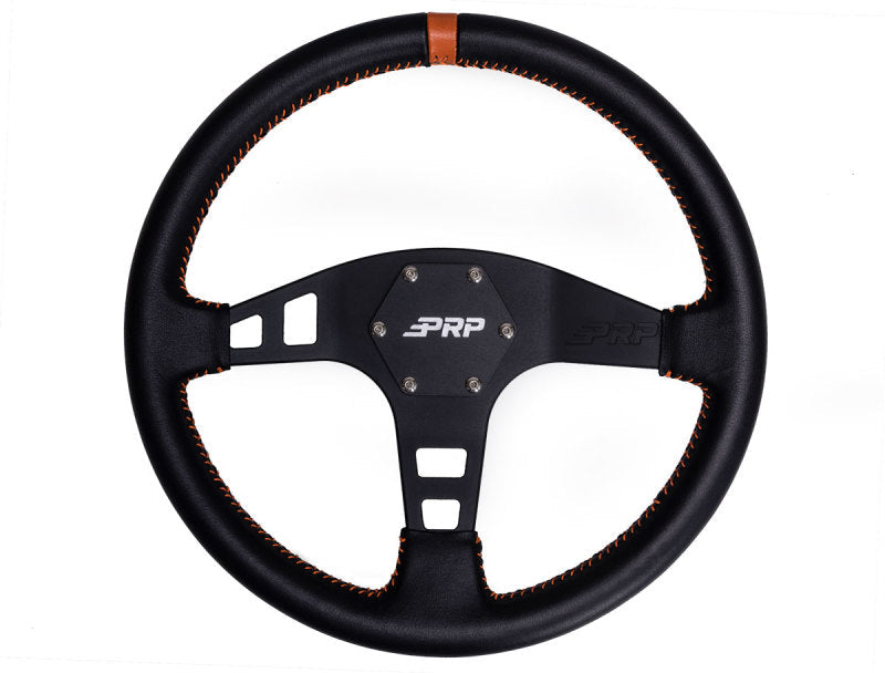 PRP Flat Leather Steering Wheel- Orange - G214