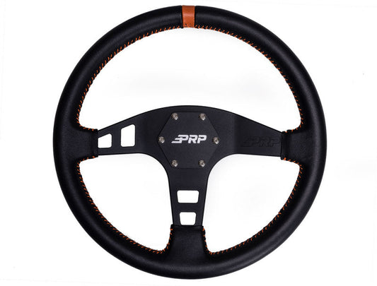 PRP Flat Leather Steering Wheel- Orange - G214