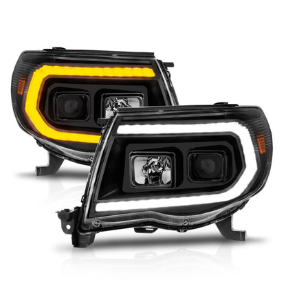 ANZO 05-11 Toyota Tacoma Projector Headlights w/Light Bar Switchback Black - 111564-C-Dub Tech