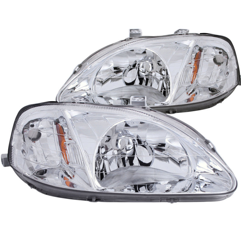 ANZO 1999-2000 Honda Civic Crystal Headlights Chrome - 121179