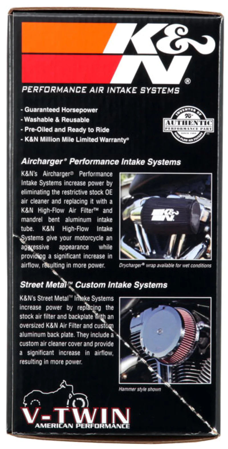K&N Street Metal Intake System Flare - Black LG Capacity - RK-3947XB