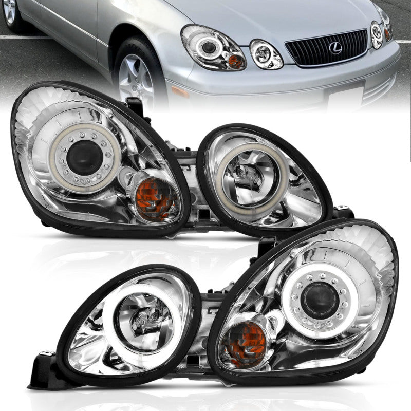 ANZO 1998-2005 Lexus Gs300 Projector Headlights w/ Halo Chrome - 121143-C-Dub Tech