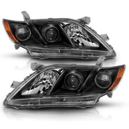 ANZO 2007-2009 Toyota Camry Projector Headlight Black Amber - 121539-C-Dub Tech