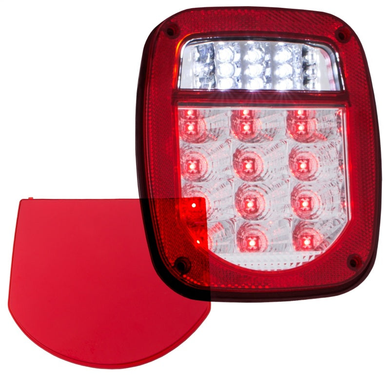 ANZO 1976-1985 Jeep Wrangler LED 2 Lens - Red/Clear, Chrome - 861082-C-Dub Tech