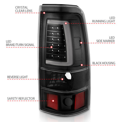 ANZO 2003-2006 Chevy Silverado 1500 LED Taillights Plank Style Black - 311333-C-Dub Tech