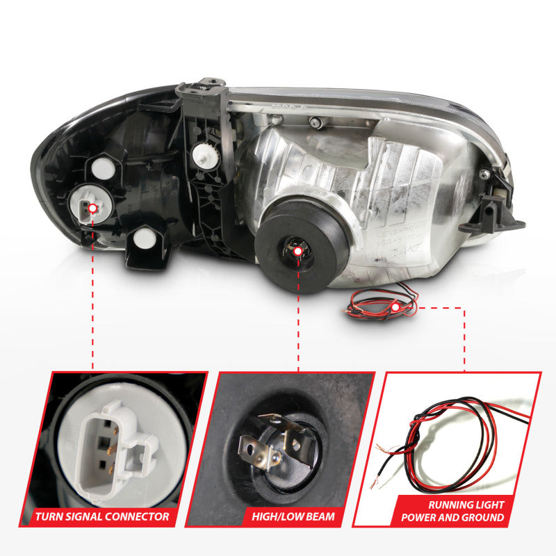 ANZO 00-04 Toyota Tundra (Reg/Acc Cab Only) Crystal Headlights w/Lgt - 111580-C-Dub Tech