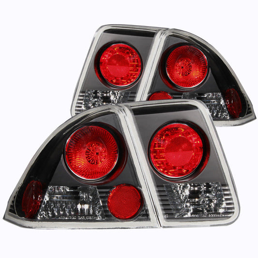 ANZO 2001-2004 Honda Civic Taillights Black - 221048-C-Dub Tech