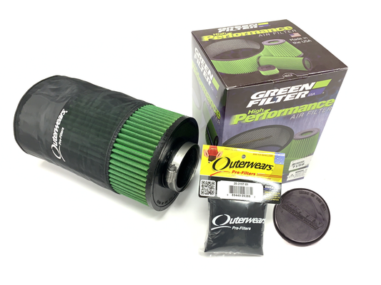 Green Filter Air Filter Kit with Outerwears Cover - Ford Focus/Focus RS/Transit Connect/Escape