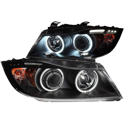 ANZO 2006-2008 BMW 3 Series E90-E91 Projector Headlights w/ Halo - 121335