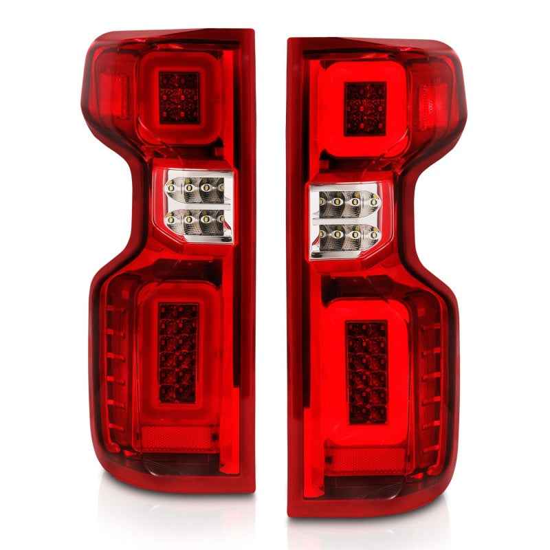 Anzo 19-21 Chevy Silverado Full LED Tailights Chrome Housing Red/Clear - 311416-C-Dub Tech